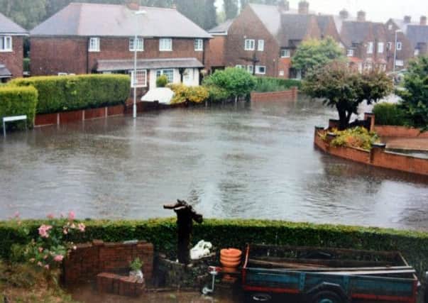 Flooding on Thoresby Dale in Hucknall in July 2013.