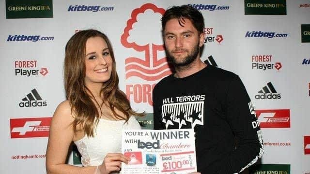 Victoria with Henri Lansbury, captain of Nottingham Forest.