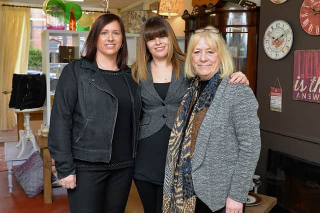 Howlambs Unique Furniture opened in Hucknall, selling reclaimed and new furniture built on site.  Pictured from left are Hilary Lambert, Tracey Howden and Gail Lambert