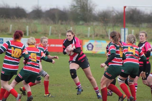 TOP-OF-THE-TABLE DUEL -- action from Ashfield Ladies draw at Lincoln.