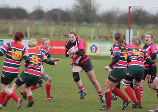 TOP-OF-THE-TABLE DUEL -- action from Ashfield Ladies draw at Lincoln.