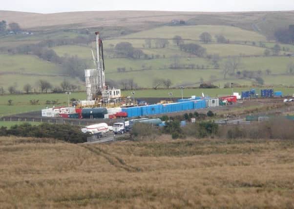A drilling rig onsite for three months during a fracking operation.