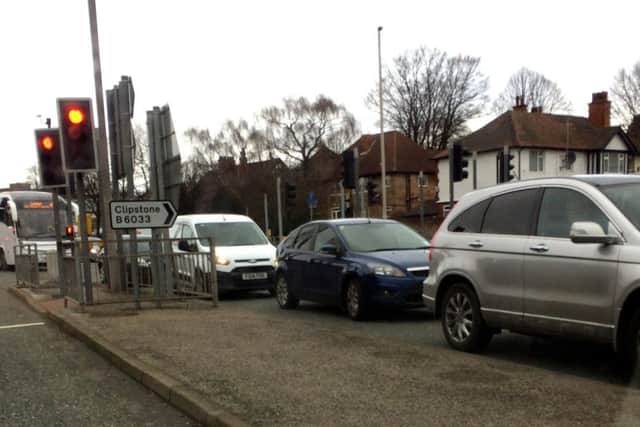 The work on St Peter's Way, Mansfield, is causing major problems. Photo sent in by Dan Westwell.