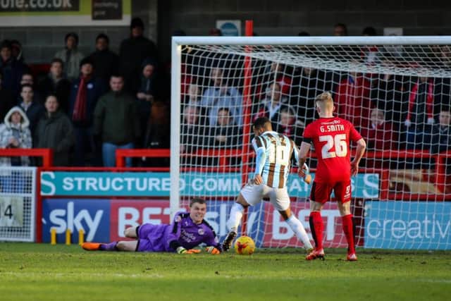 Mansfield Town's Matt Green goes close at Crawley - Pic Chris Holloway - The Bigger Picture