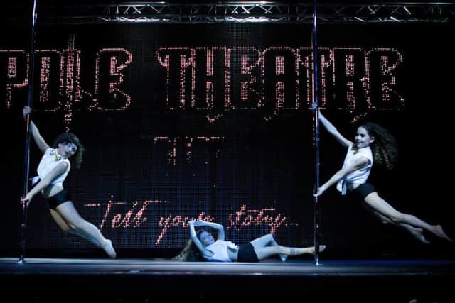 Mia Handbury (11), Timea Varadi (8) and Tilly-Mae Grosse (8) pole dancing performance.