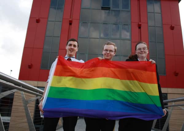 West  Nottinghamshire College flys flags for LGBT month and becasue it is gay friendly