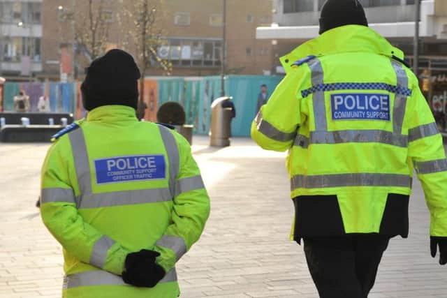 Community Support Officers patrol the city centre in Sheffield.
