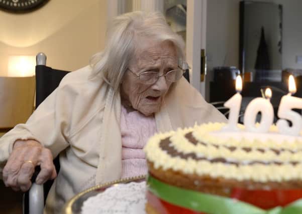 Elizabeth Shimeld celebrates her 105th birthday with residents and staff at Berry Hill Park Care Home, Mansfield