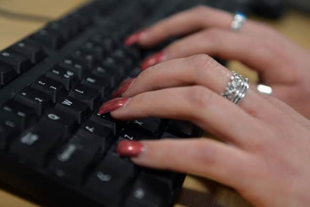Stock computer keyboard - online bullying