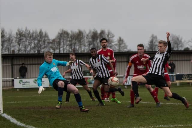 Action from the match between Clipstone and Albion Sports on Saturday. Photos by Andy Sumner.