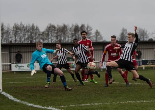 Action from the match between Clipstone and Albion Sports on Saturday. Photos by Andy Sumner.