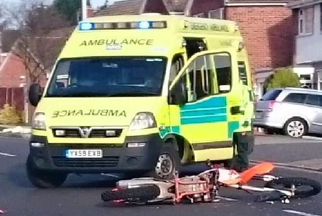 A motorbike rider was injured following a collision with a car on Nabbs Lane in Hucknall, at around 10.40am on Sunday, November 22, 2015.
