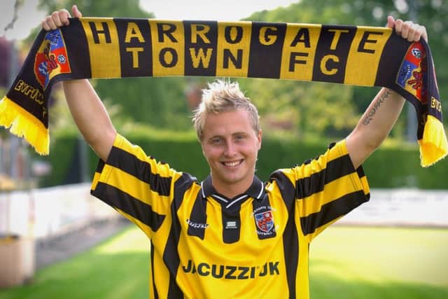 6th July 2004.   Harrogate Town's new record signing Lee Morris.