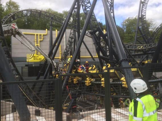 The aftermath of the Smiler accident at Alton Towers