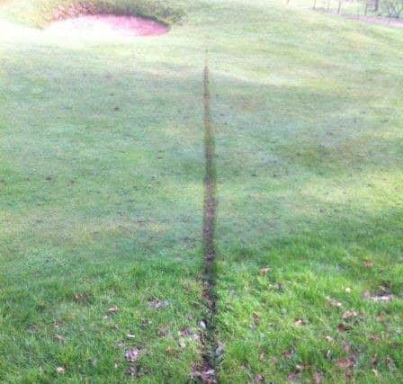 Damage caused to Notts Golf Club at Hollinwell where motorcyclists are blieved to have driven on the green. Credit: Phil Stain