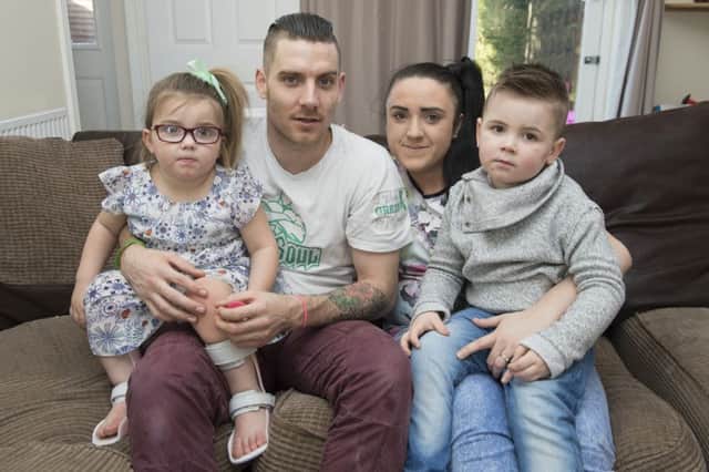 Shontelle Austin with daughter Iyra, four, who suffers with Cerebal Palsy, Dad Kevin and son Taylon