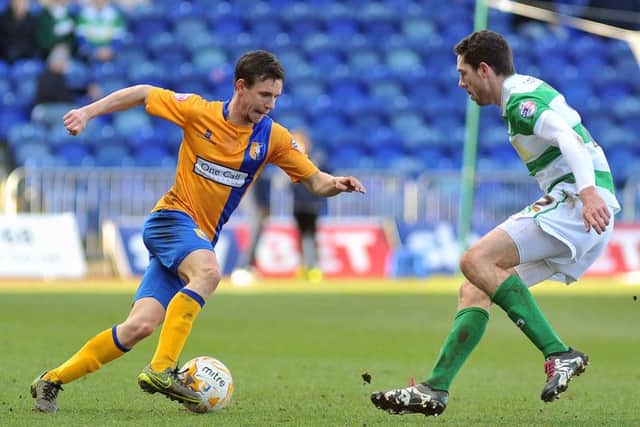 James Baxendale attacks Ben TozerMansfield Town v Yeovil Town - Skybet League Two - One Call Stadium - Saturday 20 Feb 2016 - Photographer Steve Uttley