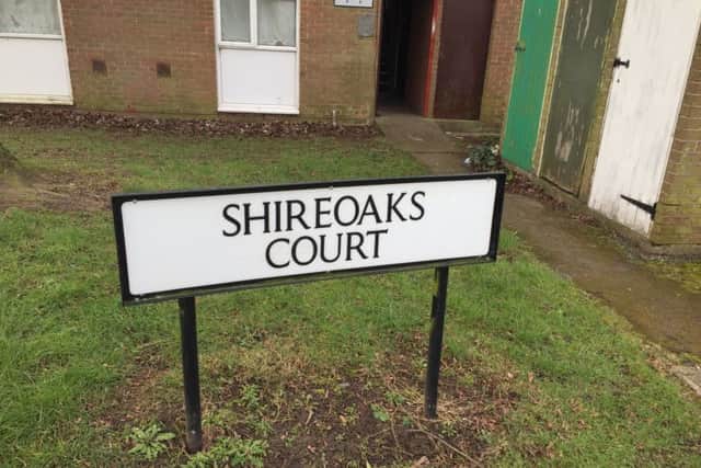 Shiroaks Court in Mansfield where a flat fire broke out.
