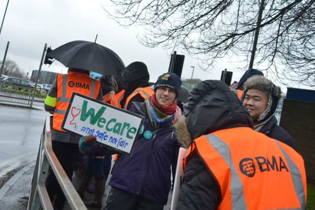 Junior doctors protest outside Kings Mill hospital in Sutton-in-Ashfield, near Mansfield in their latest action against government contract changes.
