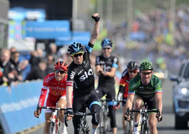 Lars Petter Nordhaug (Team Sky) wins the opening stage at the Tour de Yorkshire 2015 in Scarborough.