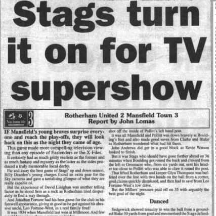 A snippet of the match report from the Rotherham v Mansfield game.