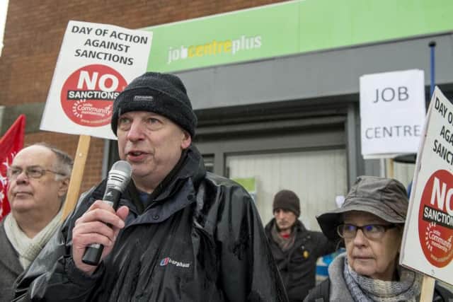 Protest against jobseeker sanctions in Shirebrook.