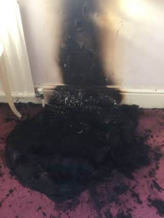 Damage from a fire in Weston, Nottinghamshire, caused by a magnifying mirror.