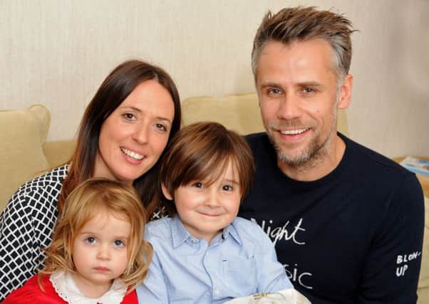 Richard Bacon with his wife Rebecca and children, Ivy 22 months and 4 year old Arthur.