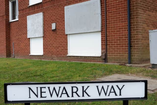 Boarded up property on Newark Way, Bellamy Road estate, Mansfield.