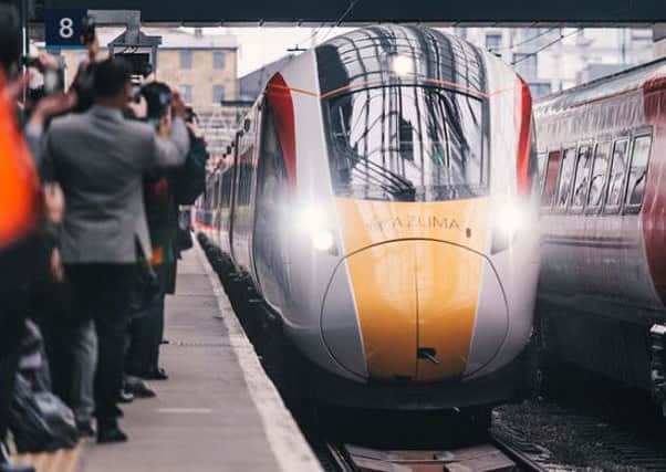 The first new Virgin Azuma train arrives in London for its official launch.