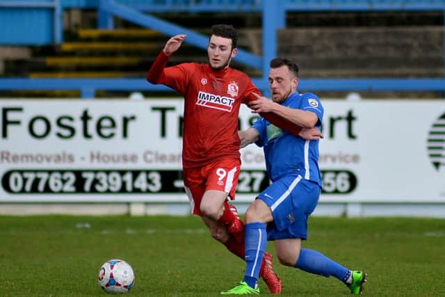 Gainsborough Trinity FC v Alfreton Town, pictured is Dominic Roma