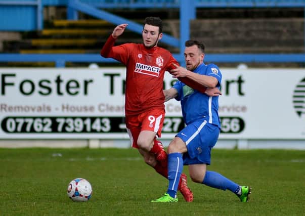 Gainsborough Trinity FC v Alfreton Town, pictured is Dominic Roma