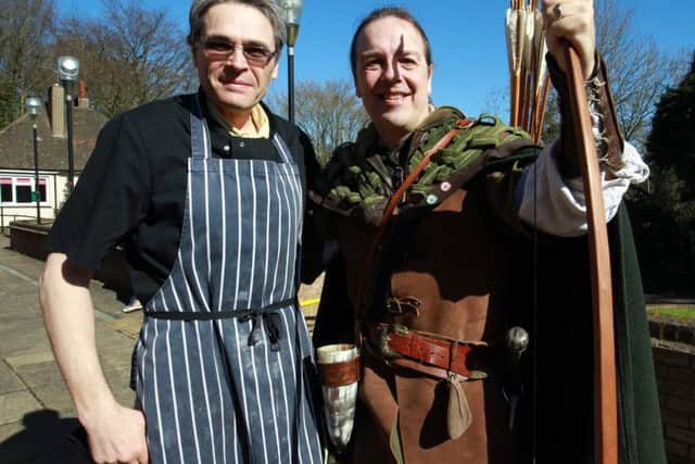 The Fat Rabbit Cafe opening at Portland Park Visitors Centre in Kikby. Pictured is Nottingham's Official Robin Hood Tim Pollard who helped open the new cafe and Adam Bright who runs the cafe.