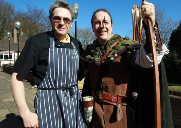 The Fat Rabbit Cafe opening at Portland Park Visitors Centre in Kikby. Pictured is Nottingham's Official Robin Hood Tim Pollard who helped open the new cafe and Adam Bright who runs the cafe.