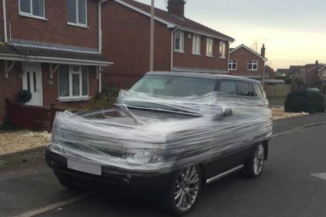 Dean had his comeuppance though as Keri took to his Land Rover with plastic wrapping.
