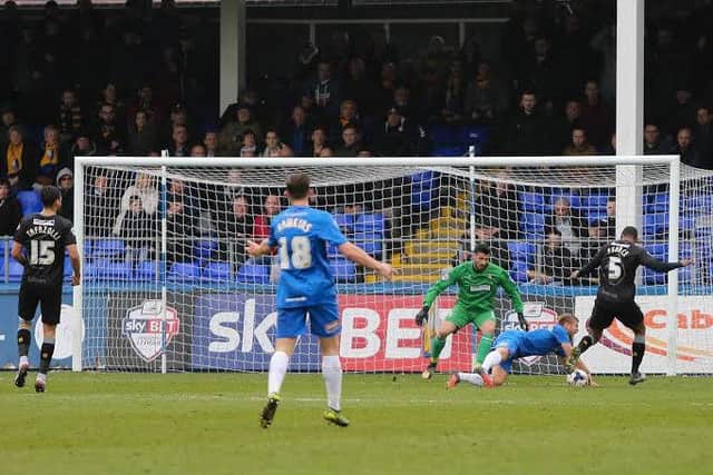 The Hartlepool player goes down - Pic Chris Holloway