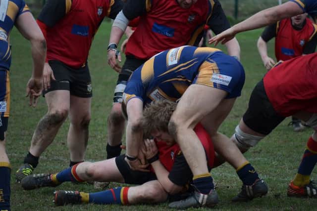 GETTING STUCK IN -- Billy North making a telling break for plucky Ashfield, who gave title-chasing Loughborough a scare.