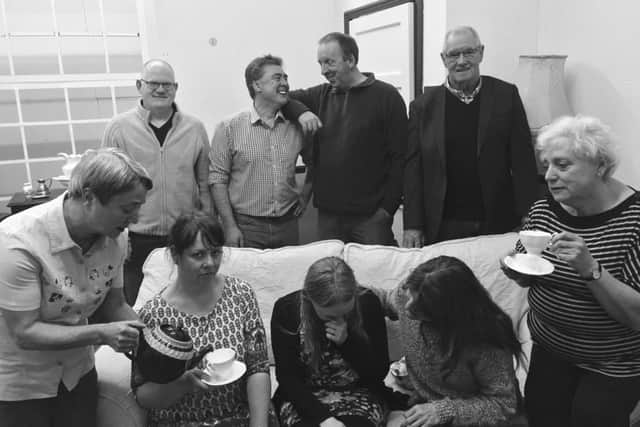 Sailor Beware, presented by Bolsover Drama Group. Top row left to right : Ray Wignall, Istvan Koszegi, Ian Simpson, Ken Radmore; bottom row left to right: Chrissy Smith, Louise Sutton, Leanne Blunt, Sue Hilton, Ruth Bonner.