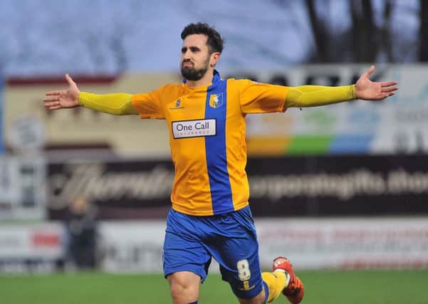 Chris Clements celebrates a Stags goal.
