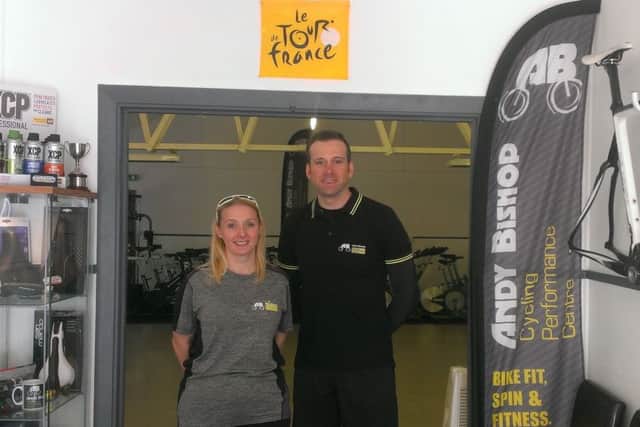 Andy Bishop and wife Claire at the Andy Bishop Cycling Performance Centre