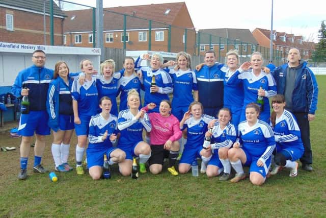 Hosiery Mills after winning the league v Cleethorpes.