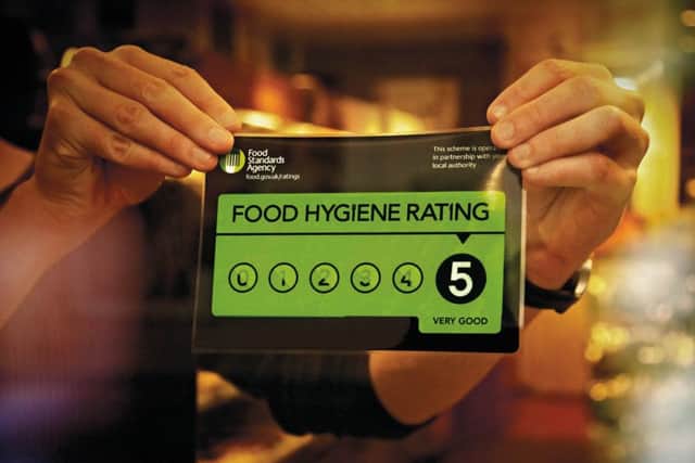 Food hygiene rating sticker.