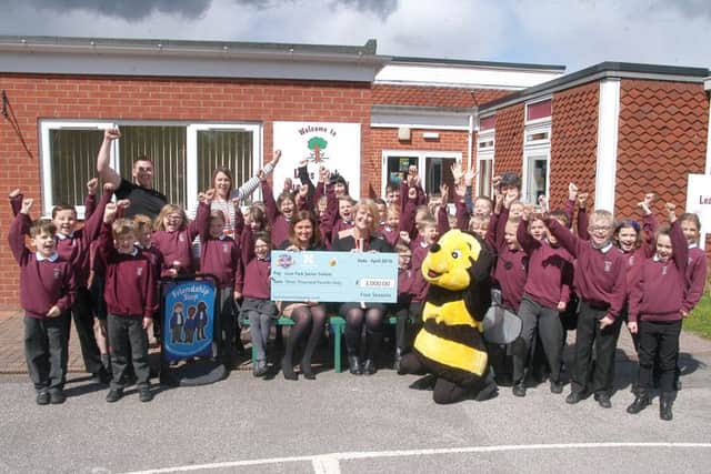 Lea Park pupils with staff and Rebekah O'Neill and Mrs Helen Atkins.