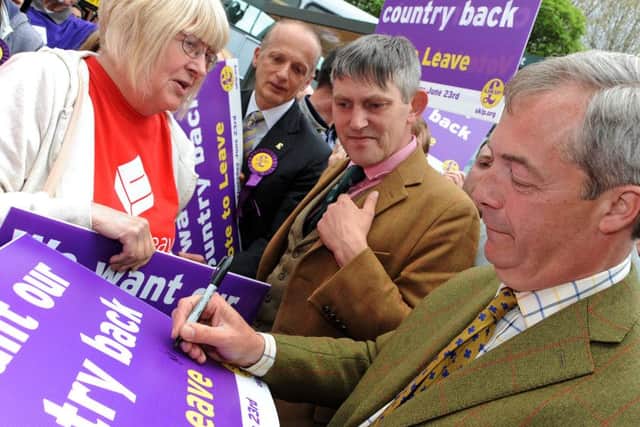 Nigel Farage on the battle bus stop off at Bulwell.