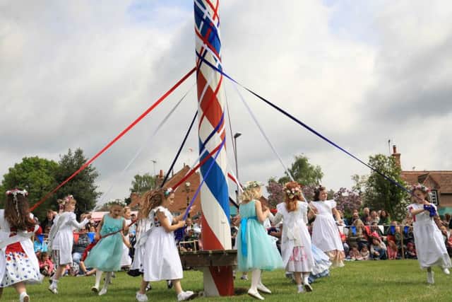 Maypole dancing at Wellow Maypole Celebrations 2016. Photo: Chris Etchells