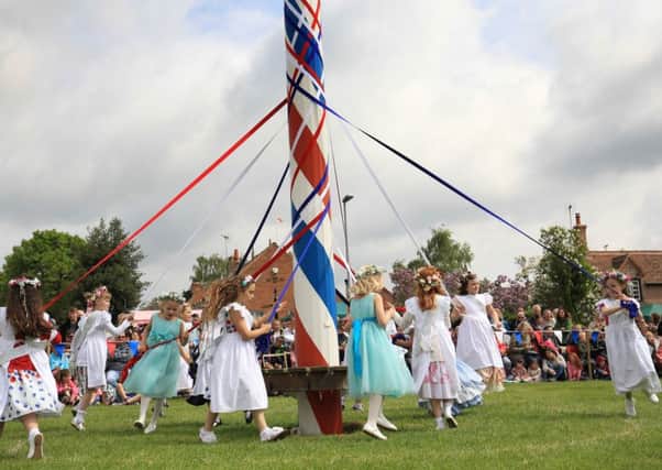 Maypole dancing at Wellow Maypole Celebrations 2016. Photo: Chris Etchells