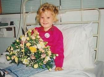 Jessica, taken just after her first brain tumour operation.