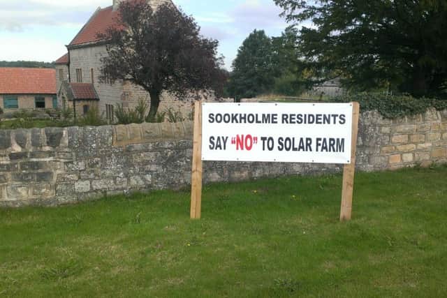 A sign objecting to the plans for a solar farm in Sookholme.