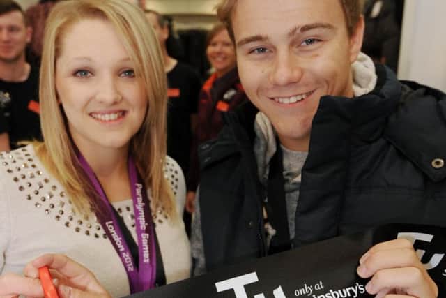 Charlotte Henshaw and Ollie Hynd open and model the new clothing range, TU at Sainsburys, Mansfield.
