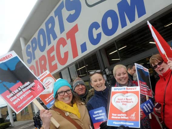 Unite the Union have held protests against Sports Direct since it emerged staff were working under 'Dickensian' conditions in Shirebrook.